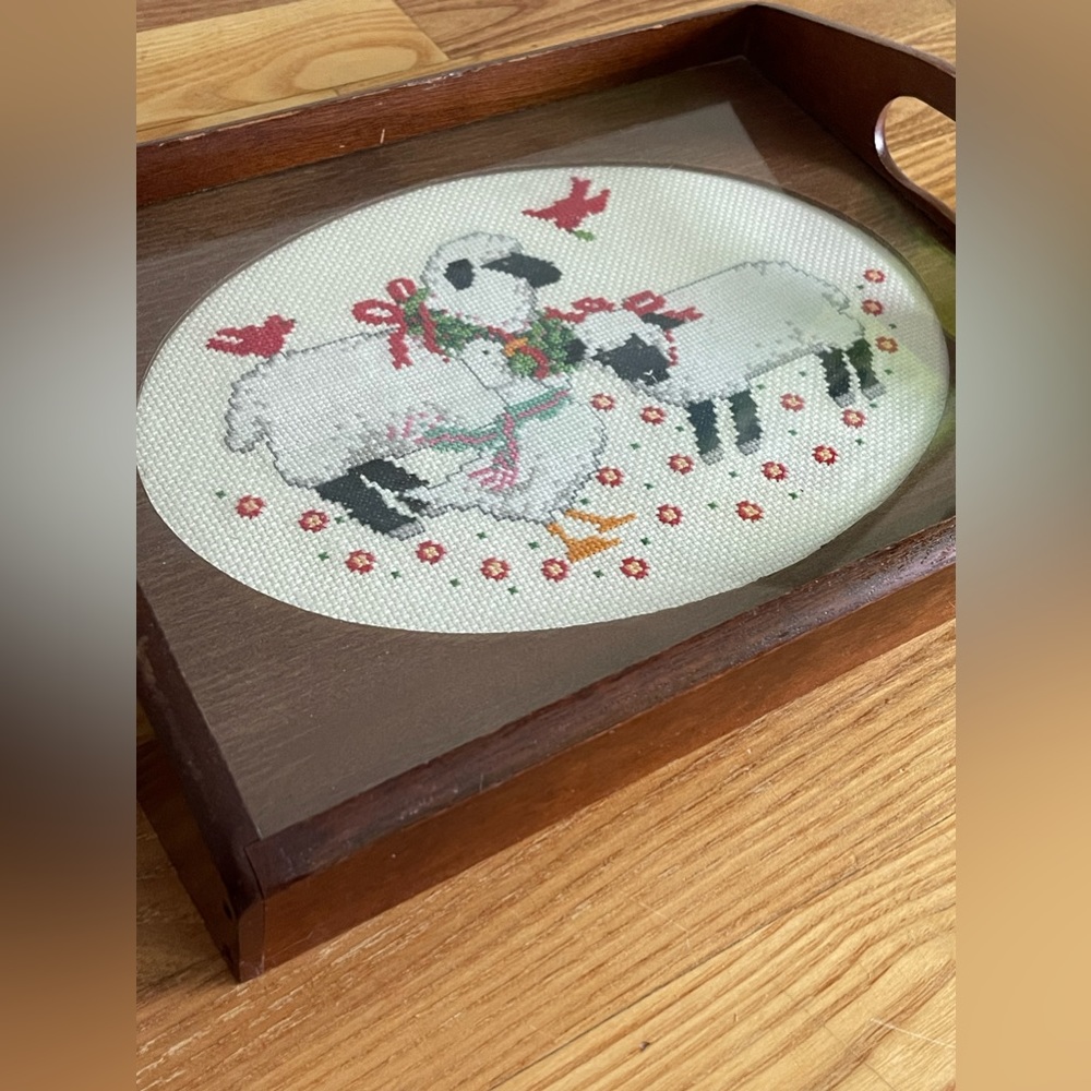 Vintage Crossstitch Decorative Tray
